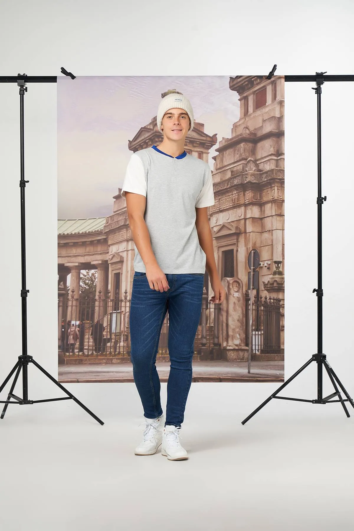 Crew Neck Basic T-Shirt For Men - Grey Melange