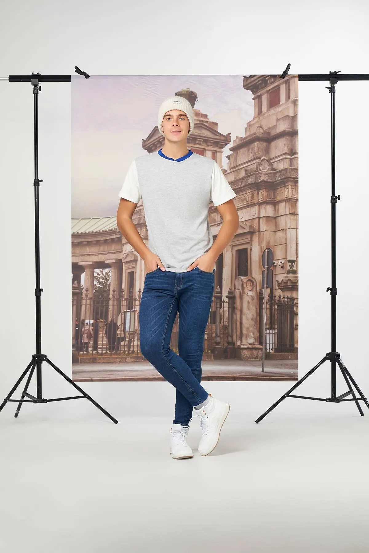 Crew Neck Basic T-Shirt For Men - Grey Melange