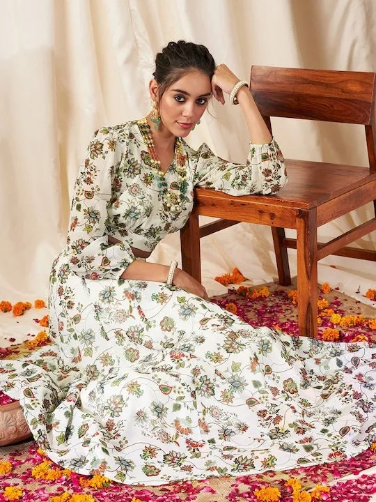 Designer Indian Crop Top With Skirt Set | Floral Lehenga Choli