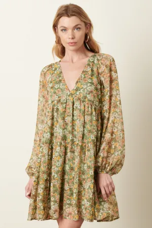 Dress | Flower V-Neck Babydoll