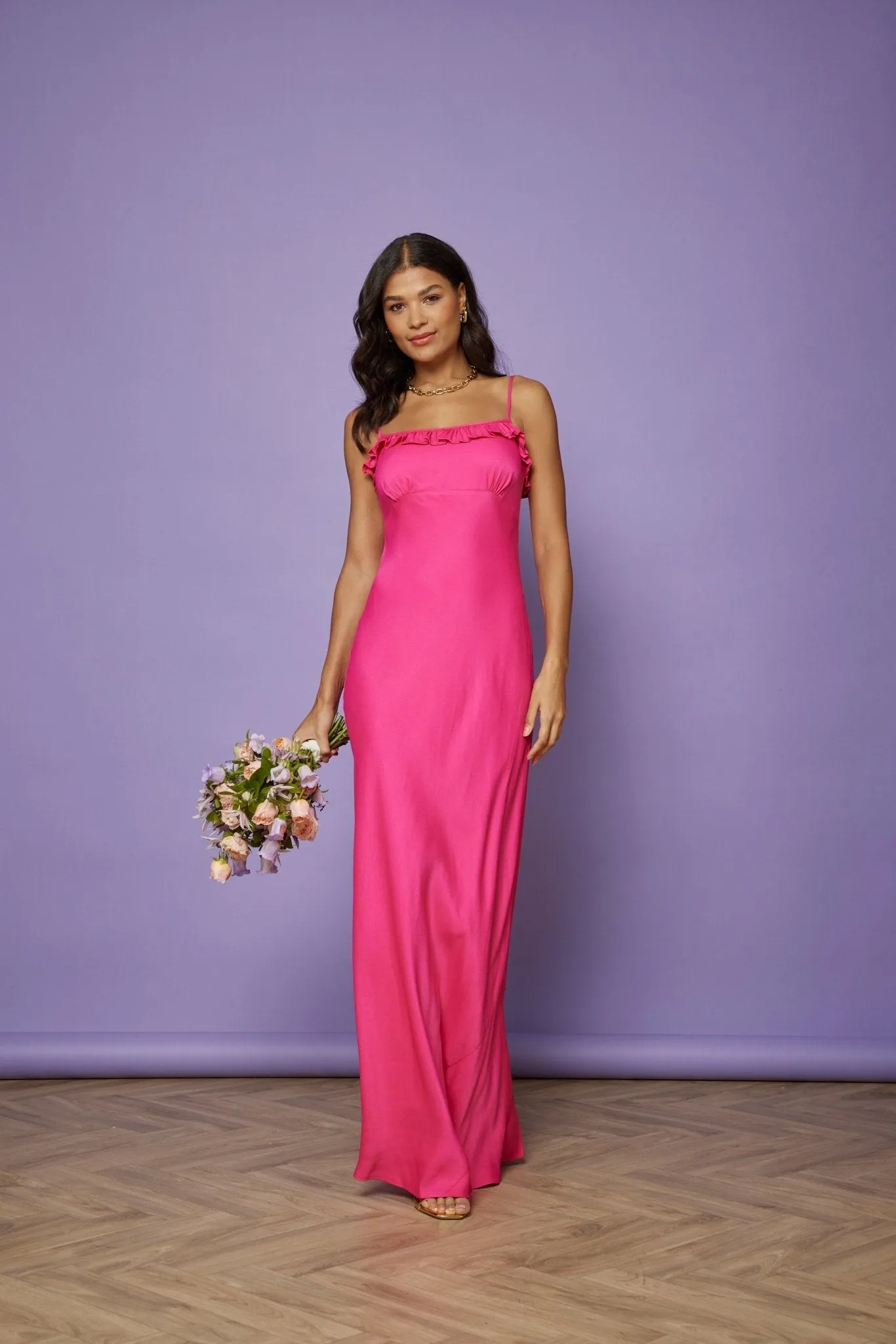 Enya Satin Slip Dress - Hot Pink