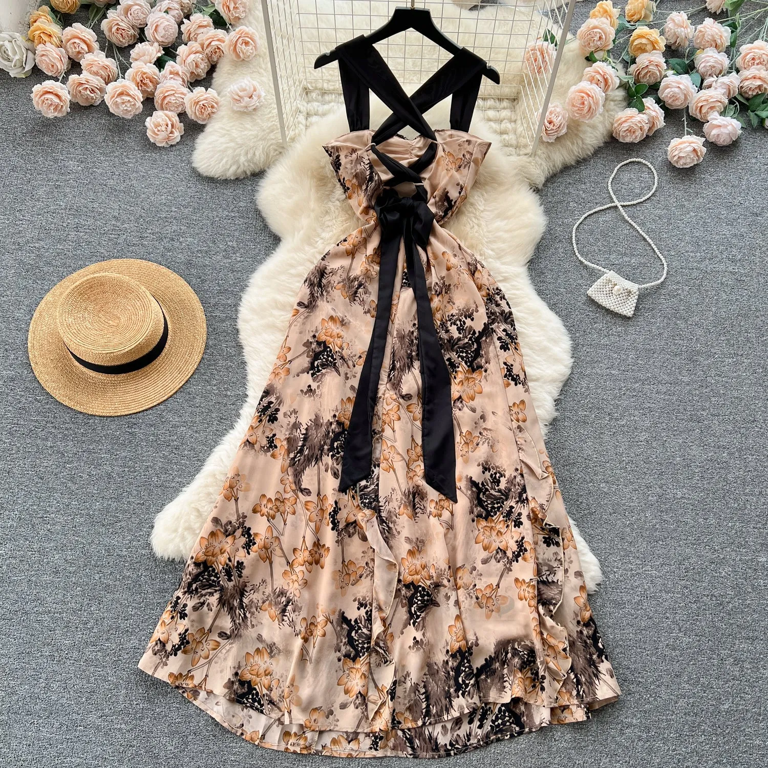 Fairy Hollowed Floral Camisole Dress