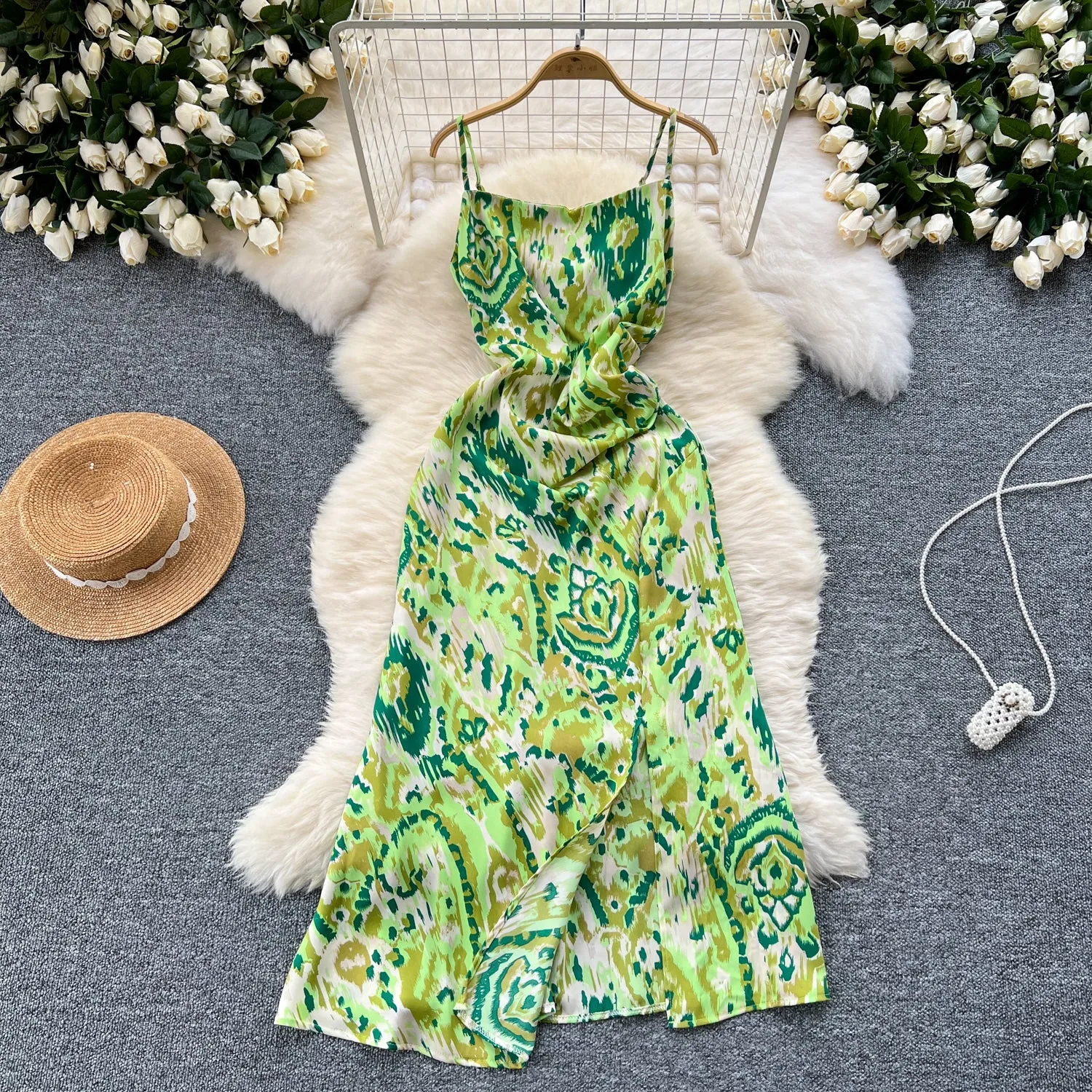Floral Printed Split Chiffon Dress