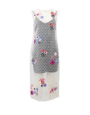Flower Embroidered Brick Dress
