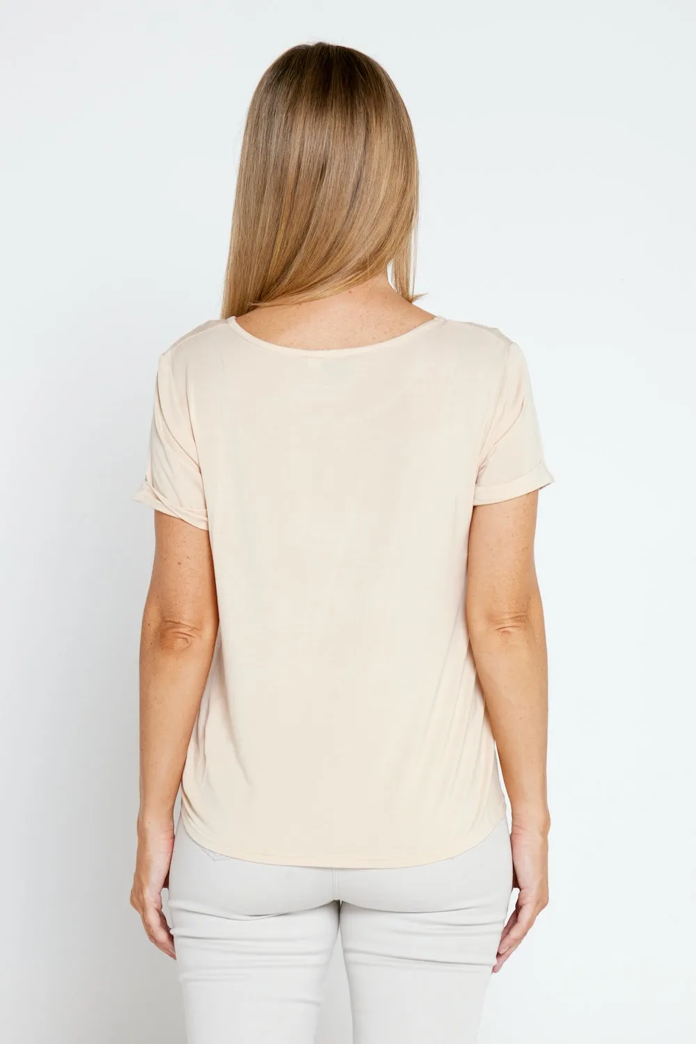 Front Tie Modal Tee - Cream