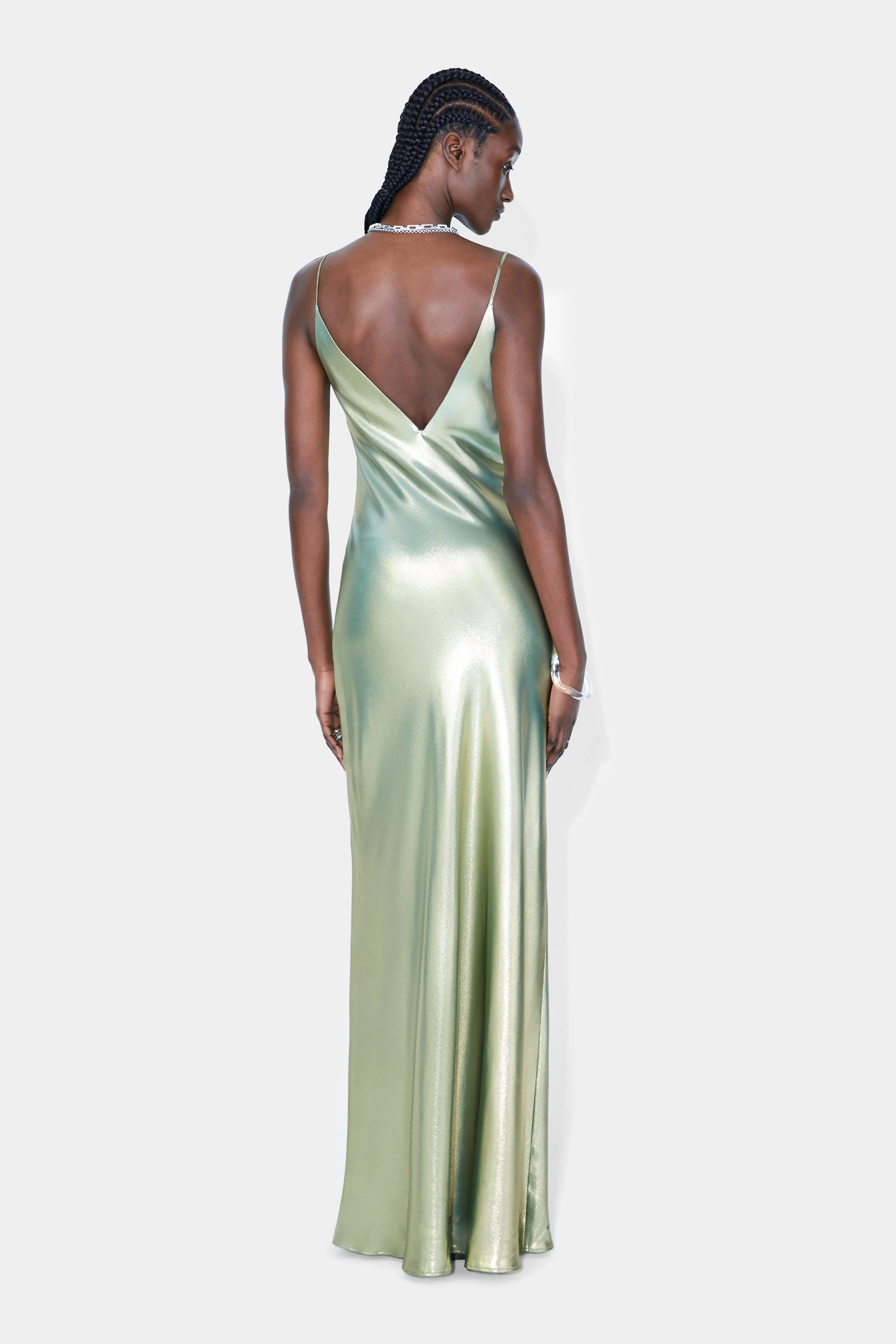 Galvanized Slip Dress - Matcha
