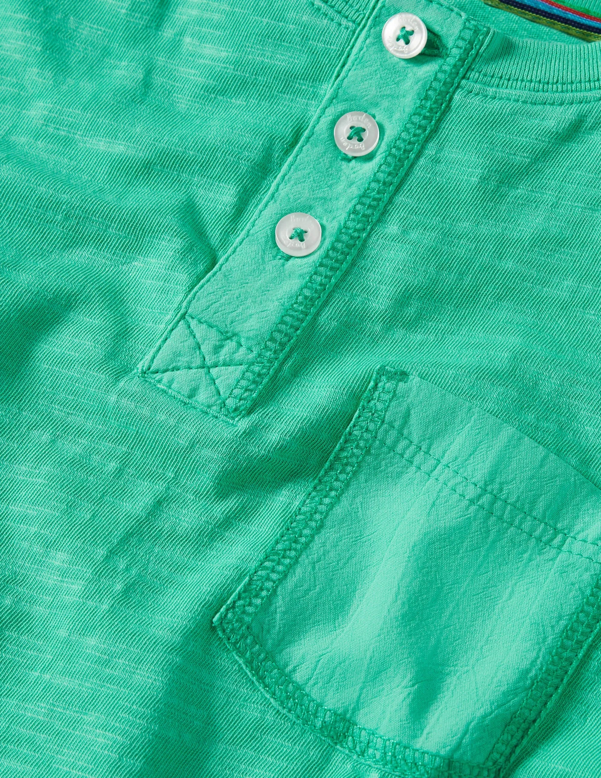 Garment Dye Henley T-shirt-Tropical Green