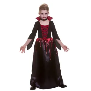 Girls Bloodthirsty Vampiress Red Black Dress Halloween Costume