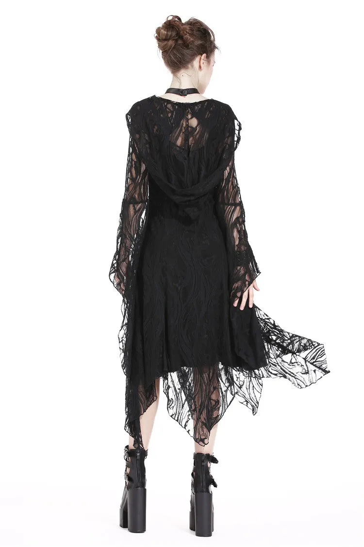 Gothic gorgeous lace long dress with horn cap and long row buttons DW173