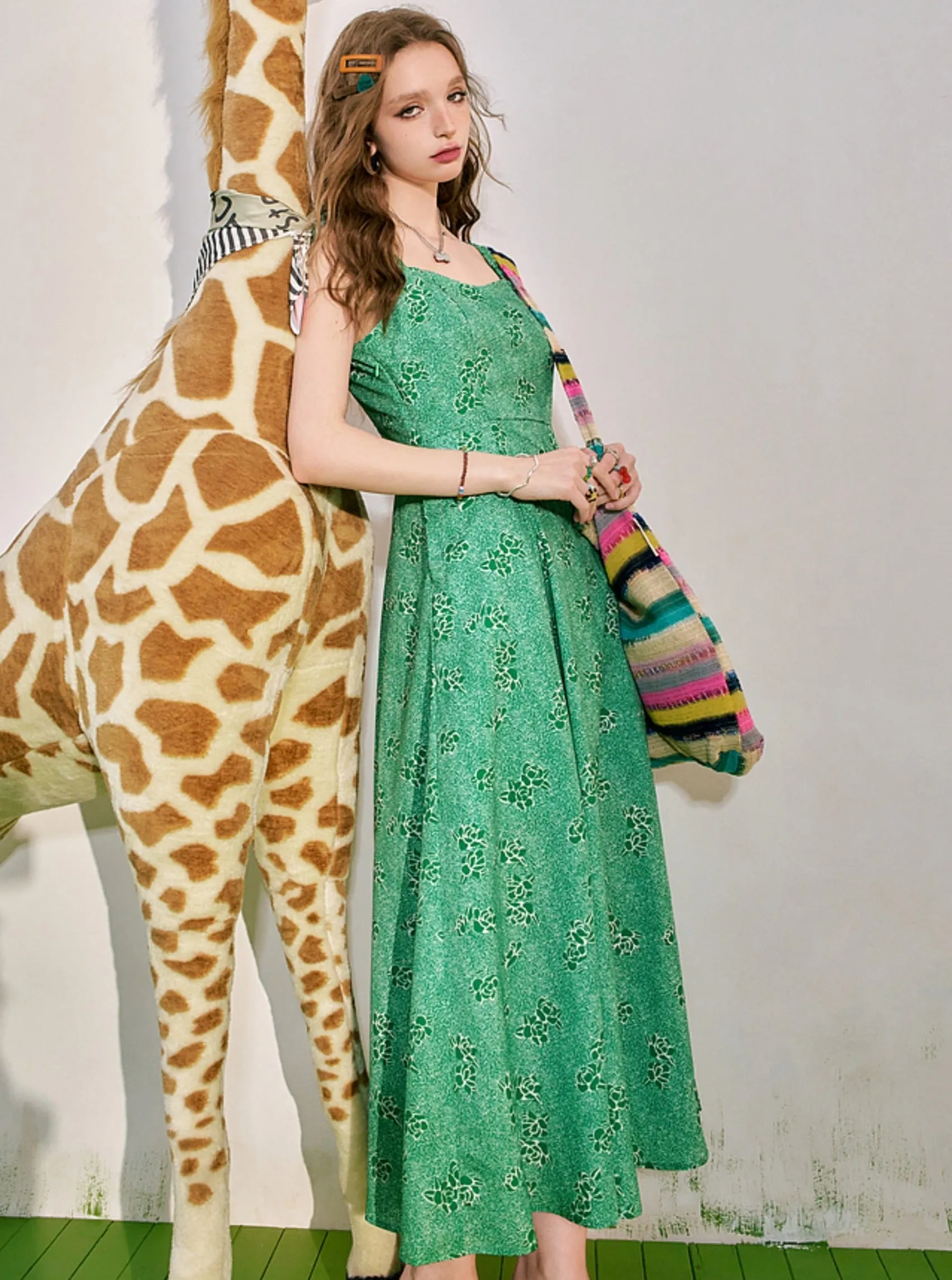 Green Floral Slip Dress