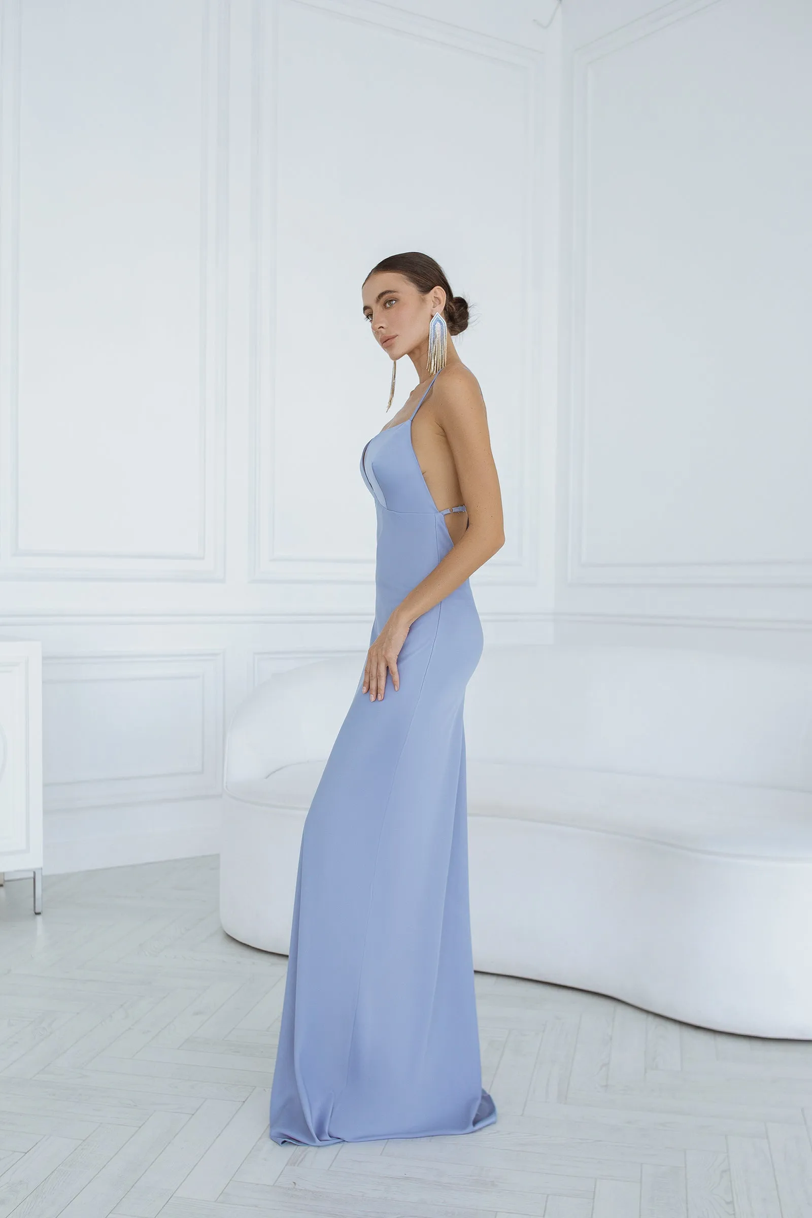 Grey Satin Slip Maxi Dress