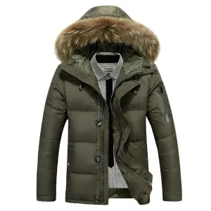 Grijsmo - Parka Winterjas Heren – Gevoerd met Afneembare Capuchon en Bontkraag