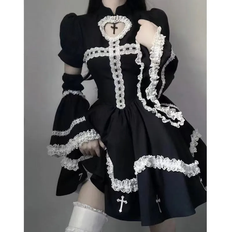 Halloween Dark Sweet Spicy Lolita Black Dress