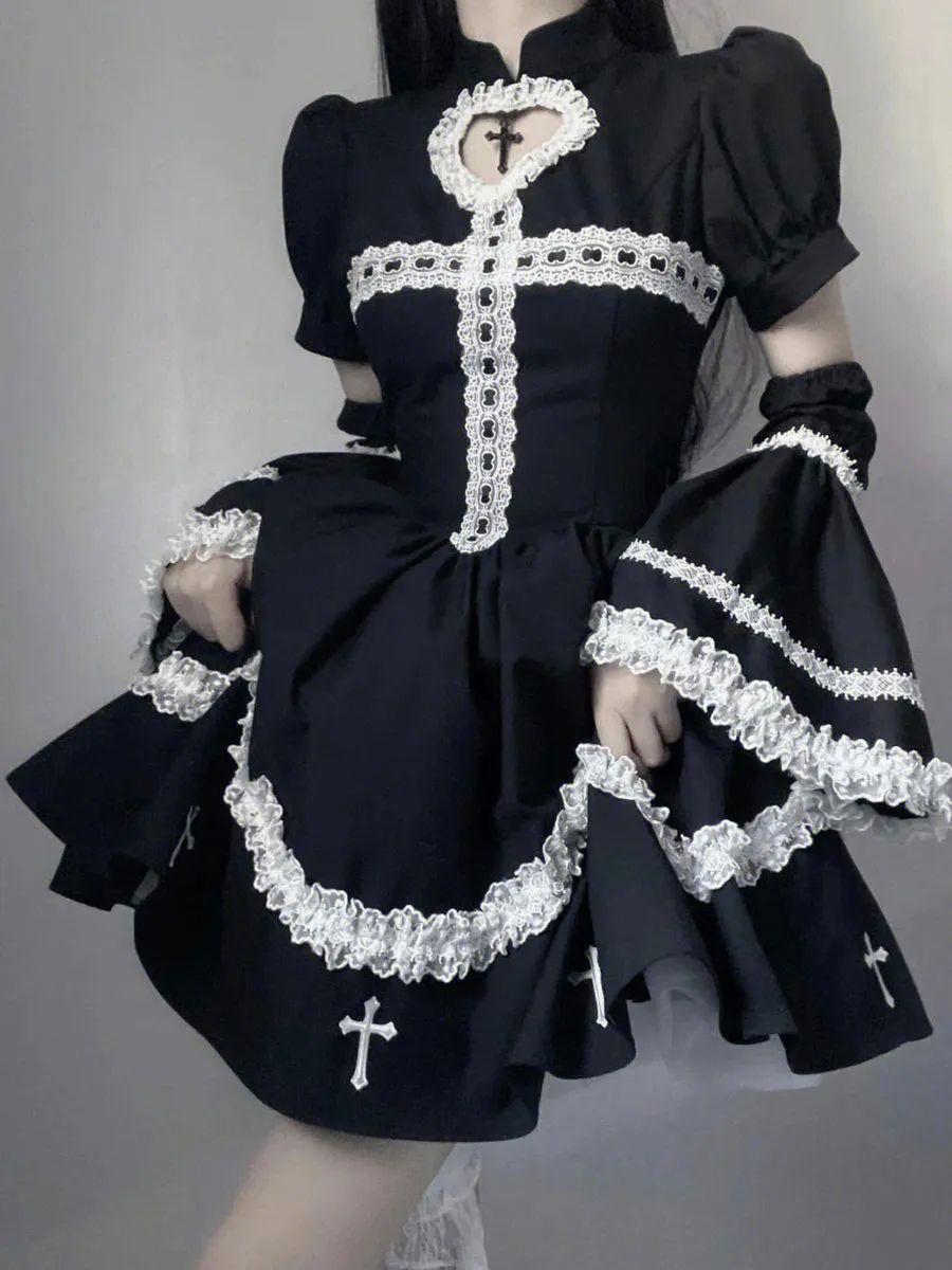 Halloween Dark Sweet Spicy Lolita Black Dress