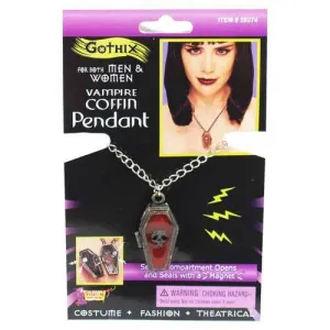 Halloween Fancy Dress Red Vampire Coffin Shaped Necklace