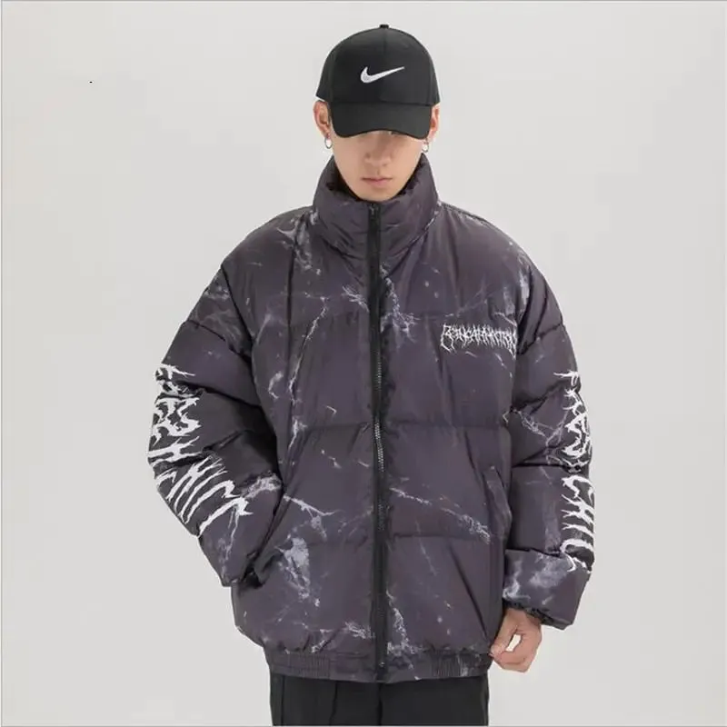 Hip Hop Hurt Bear Print Oversize Parka Coat