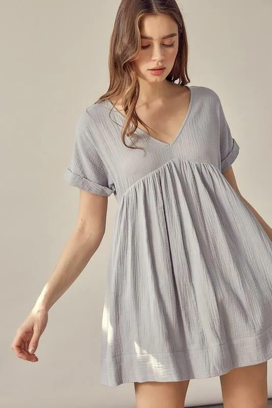 I Need You More Cloud Blue V-Neck Romper Dress