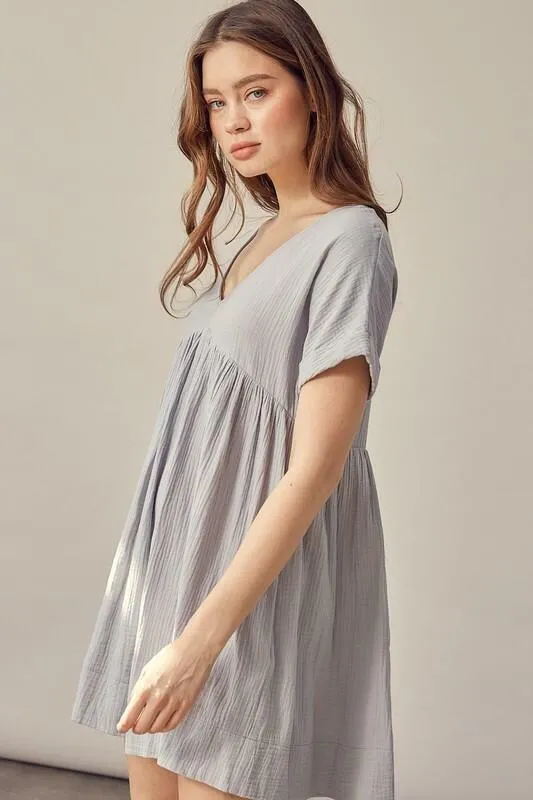I Need You More Cloud Blue V-Neck Romper Dress