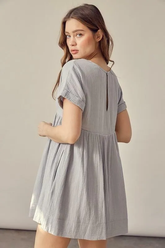 I Need You More Cloud Blue V-Neck Romper Dress