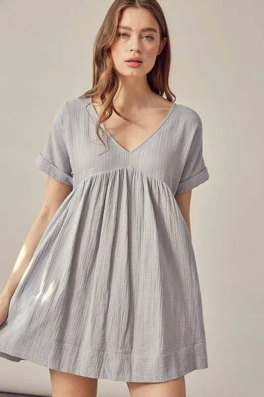 I Need You More Cloud Blue V-Neck Romper Dress