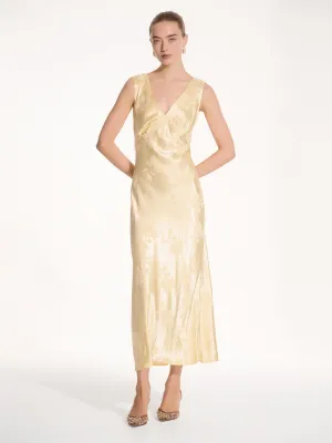 Iris Jacquard Dress in Vintage Yellow