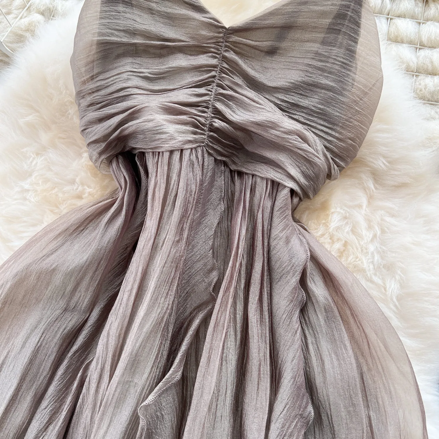 Irregular Design Ribbon Slip Dress