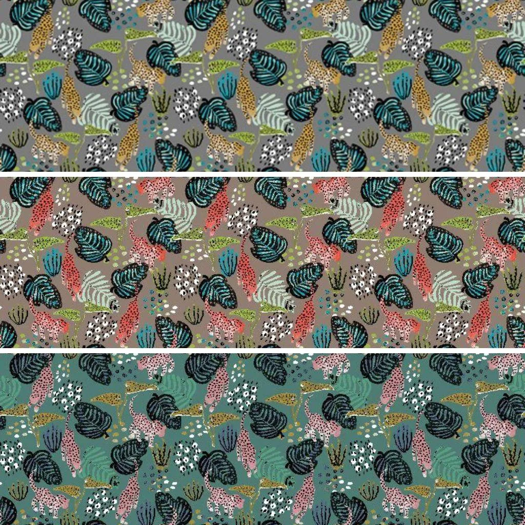 Jaguar and Leaves Modal Jersey Fabric