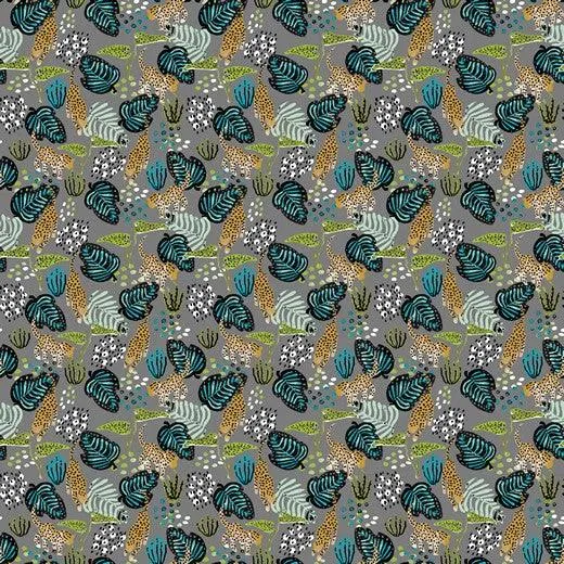 Jaguar and Leaves Modal Jersey Fabric