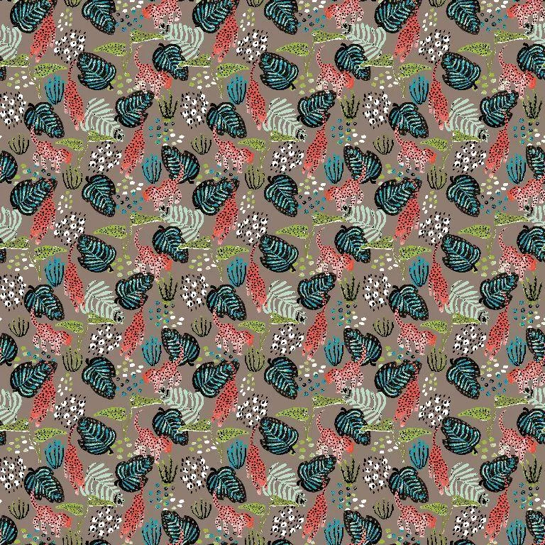 Jaguar and Leaves Modal Jersey Fabric