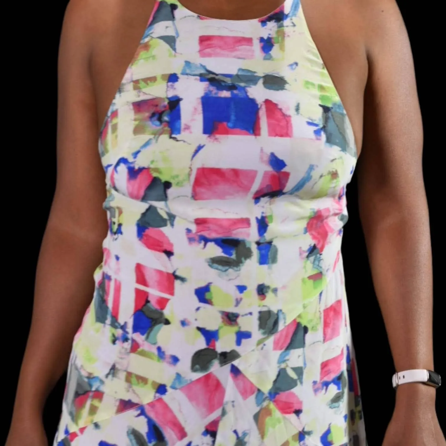 Joie Printed Silk Halter Dress Cinthia Watercolor Handkerchief Midi Slip Size 4