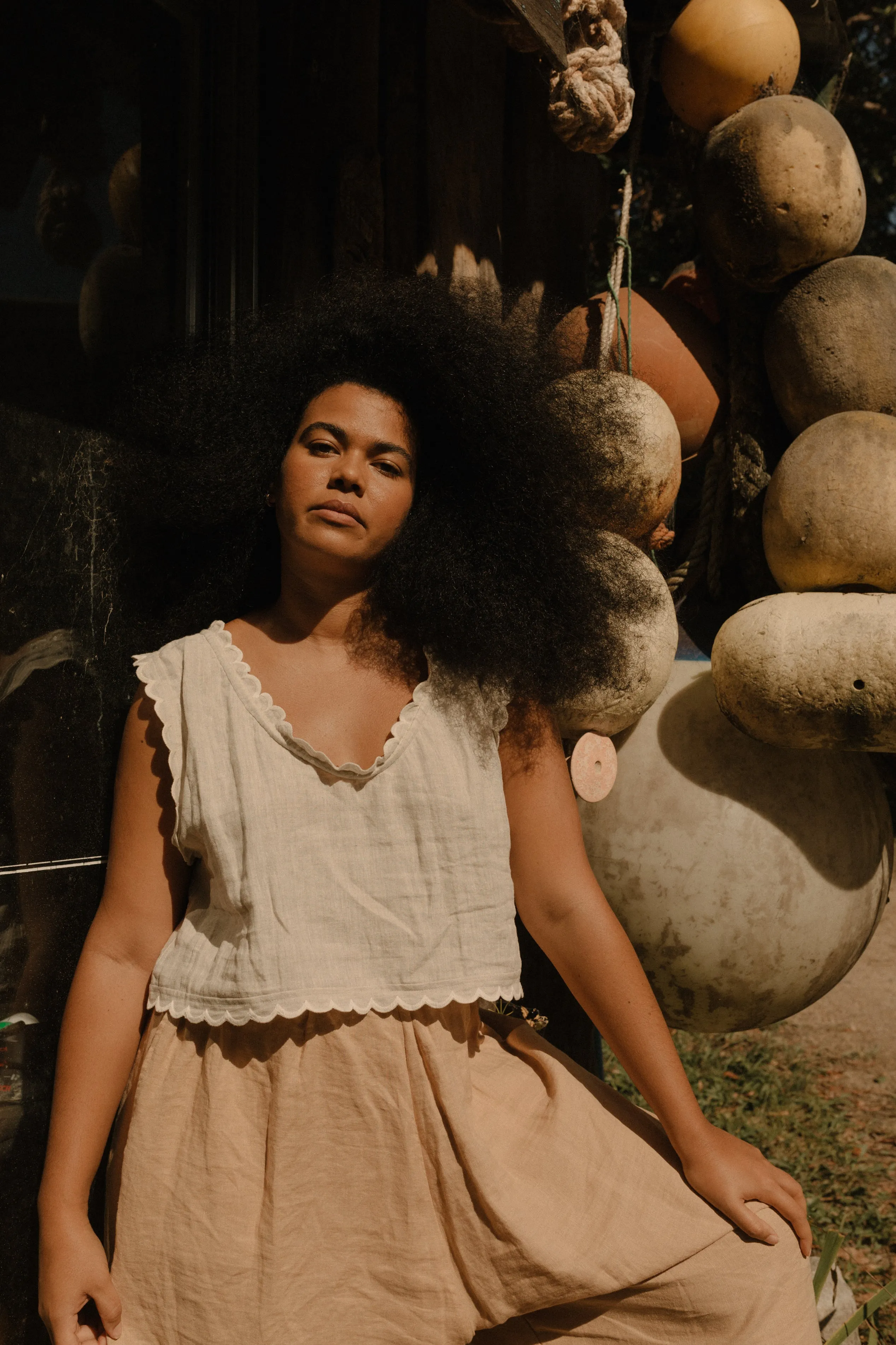 Lace Crop . Natural Linen