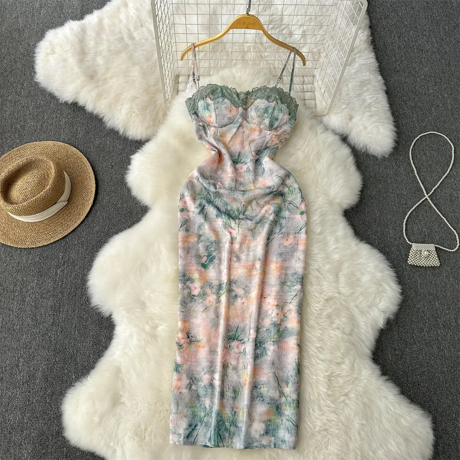 Lace Patchwork Floral Slip Dress