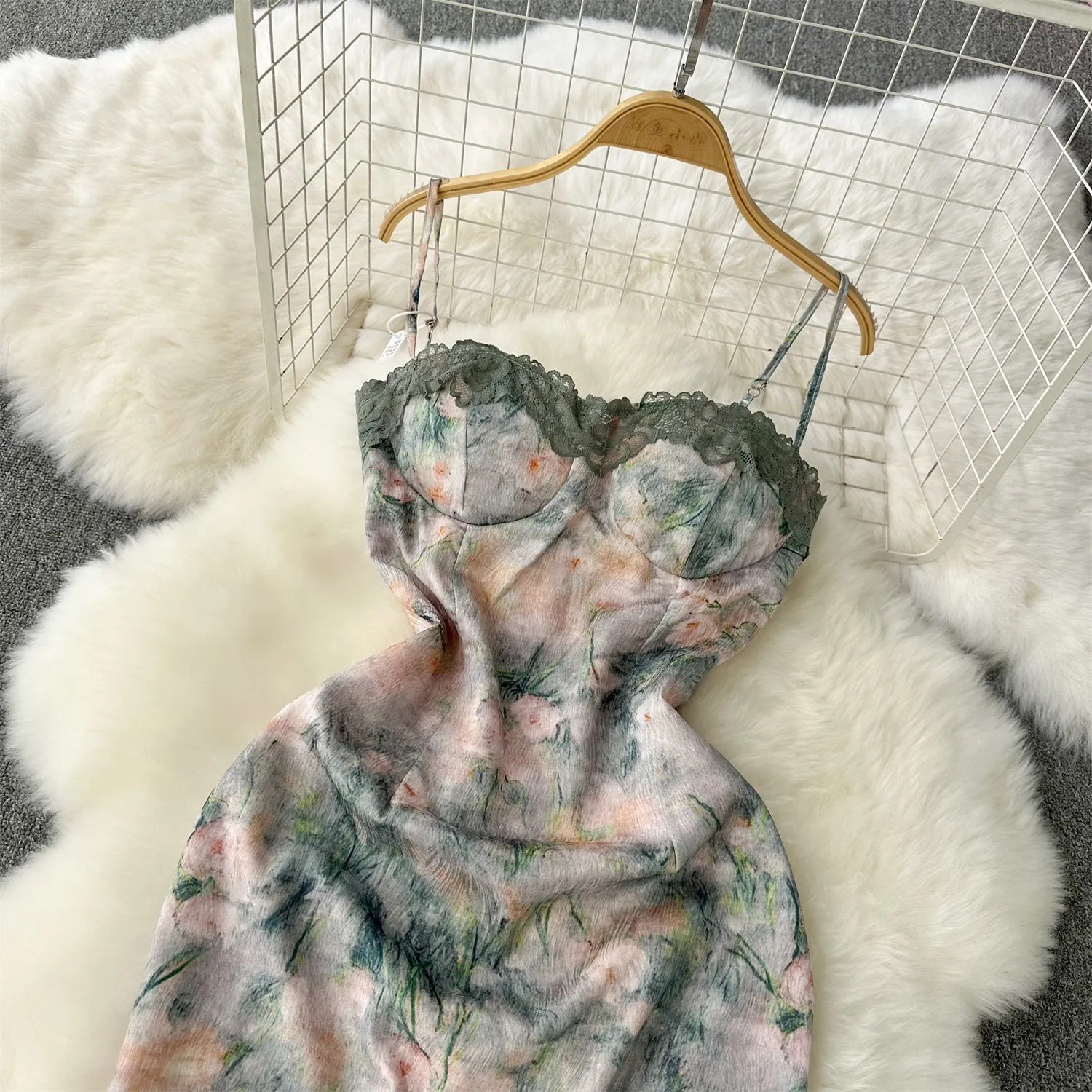 Lace Patchwork Floral Slip Dress
