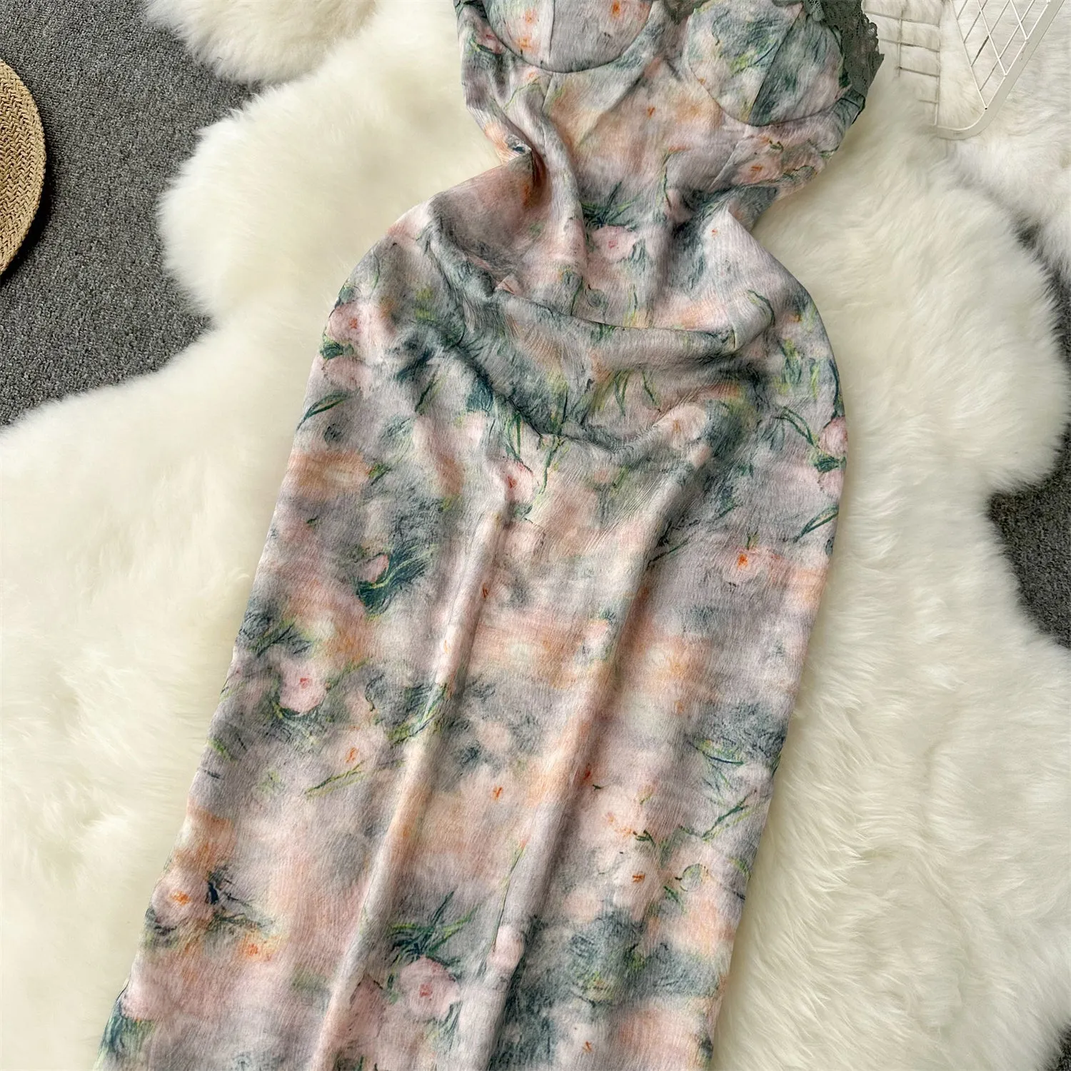 Lace Patchwork Floral Slip Dress