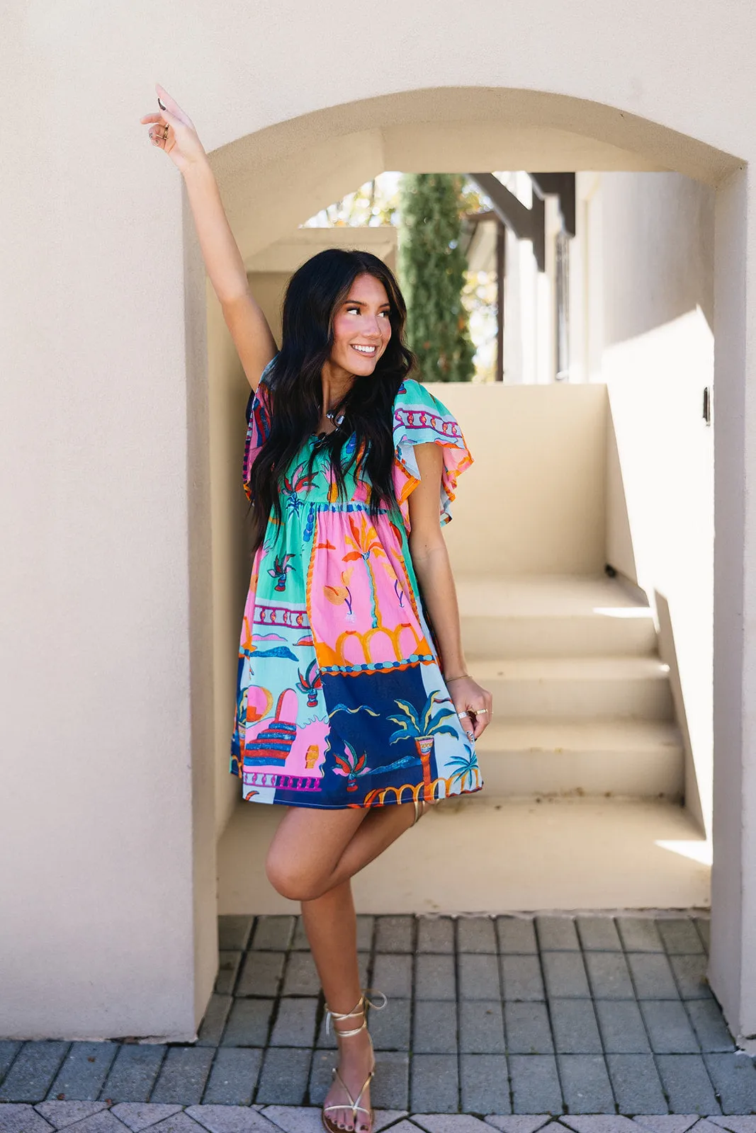 Lana Mini Dress - Blue/Multi