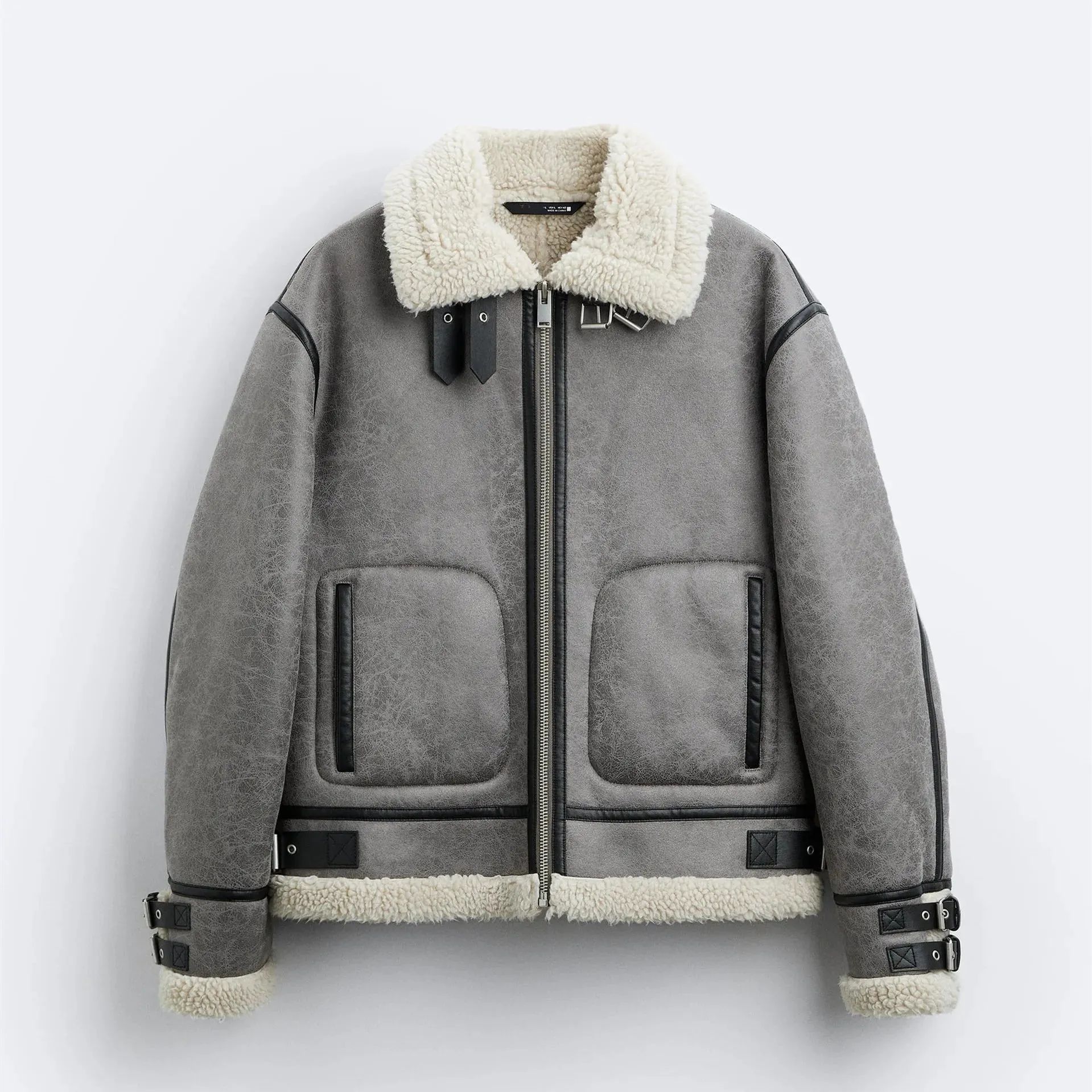 Lapel Suede Rolled Lambskin Fur Jacket