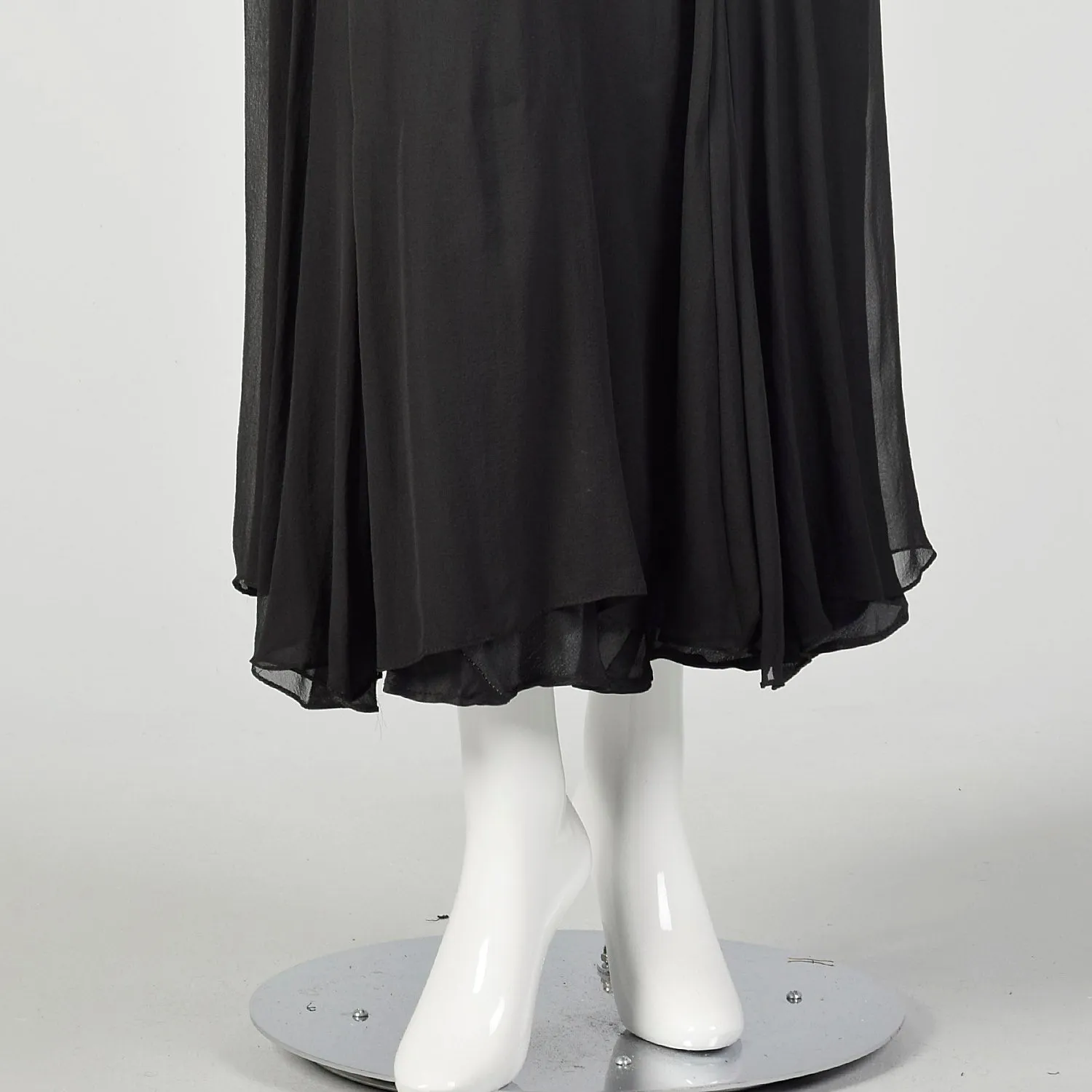 Large 1930s Little Black Dress 2pc Bias Cut Formal Evening Sheer Art Deco Ensemble