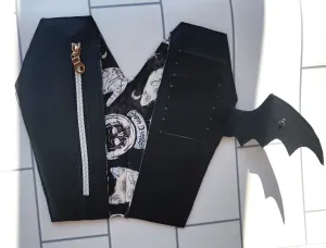 Large Black Bat Flap Coffin WALLET