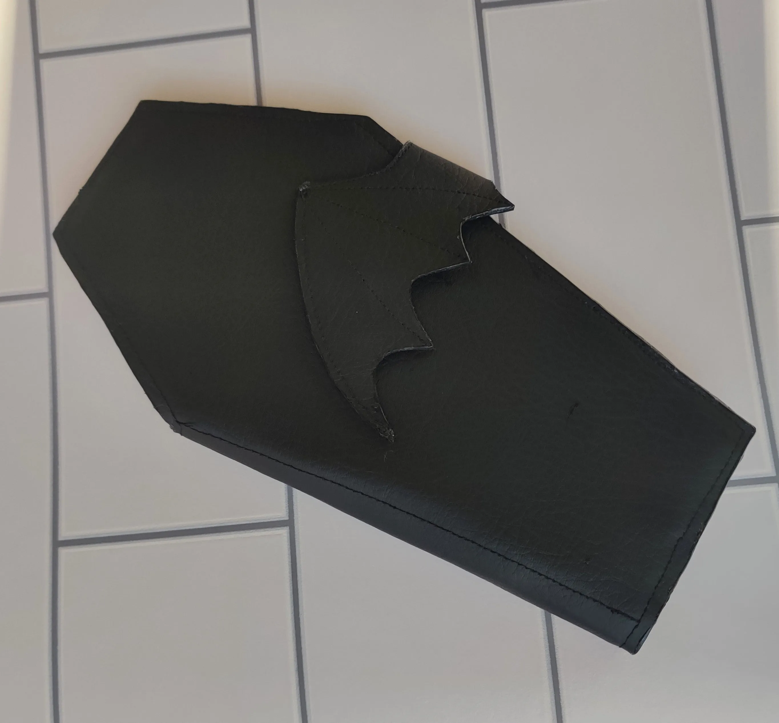 Large Black Bat Flap Coffin WALLET