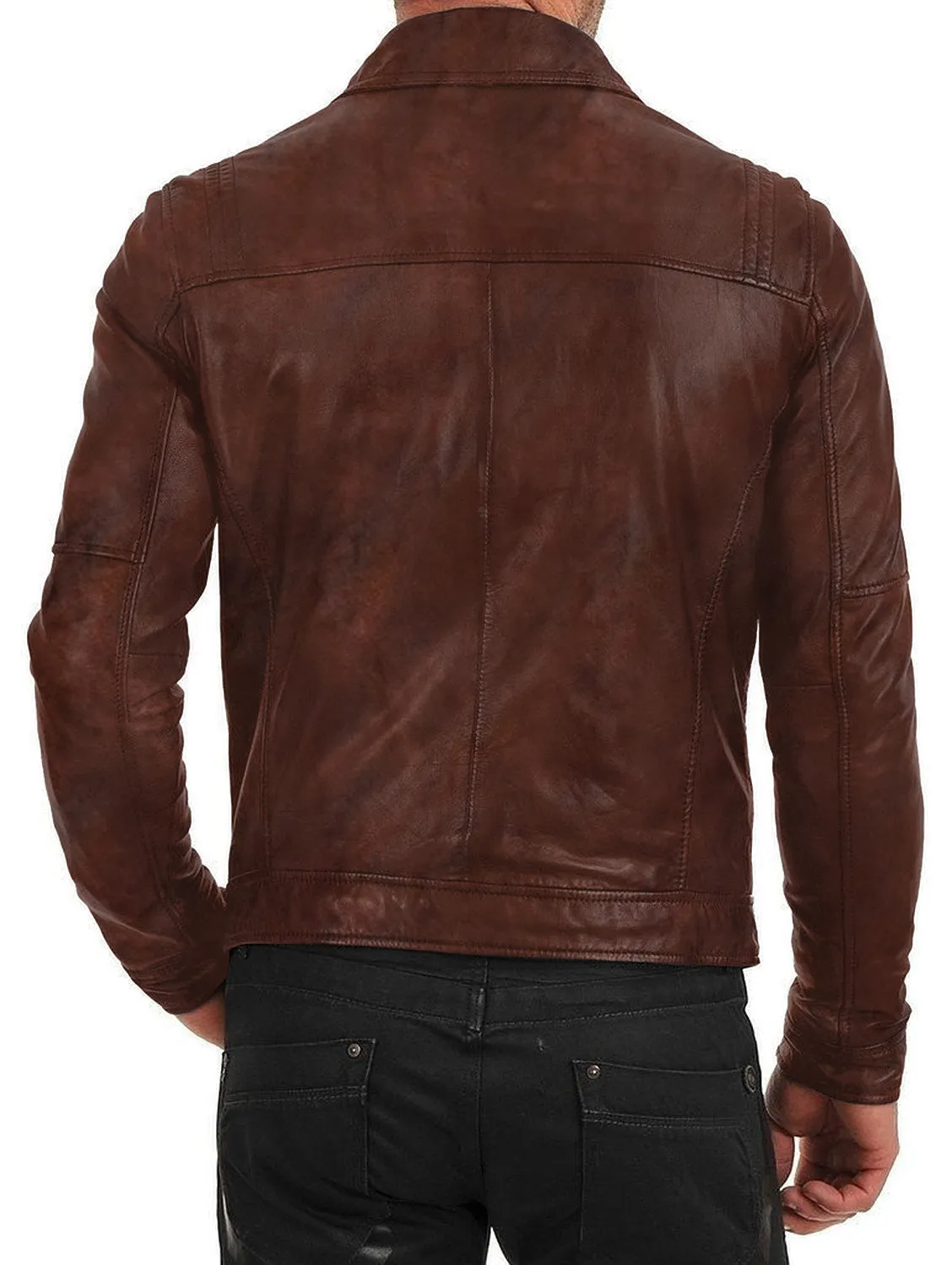 Leather Jackets Hub Mens Genuine Lambskin Leather Jacket (Black, Classic Jacket) - 1501091