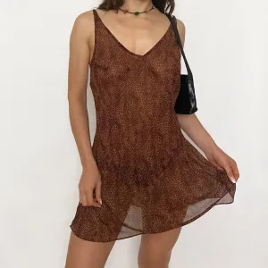 leopard mini slip dress - medium