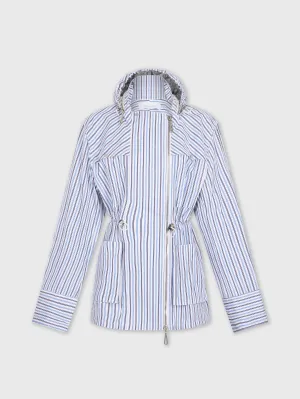 LIGHT BLUE HOODED PARKA IN COTTON POPLIN