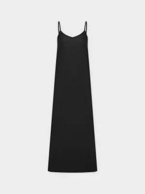 Linen Slip Dress-Black