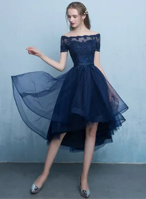 Lovely Lace Short Prom Dress, A-Line Off the Shoulder Evening Party Dress