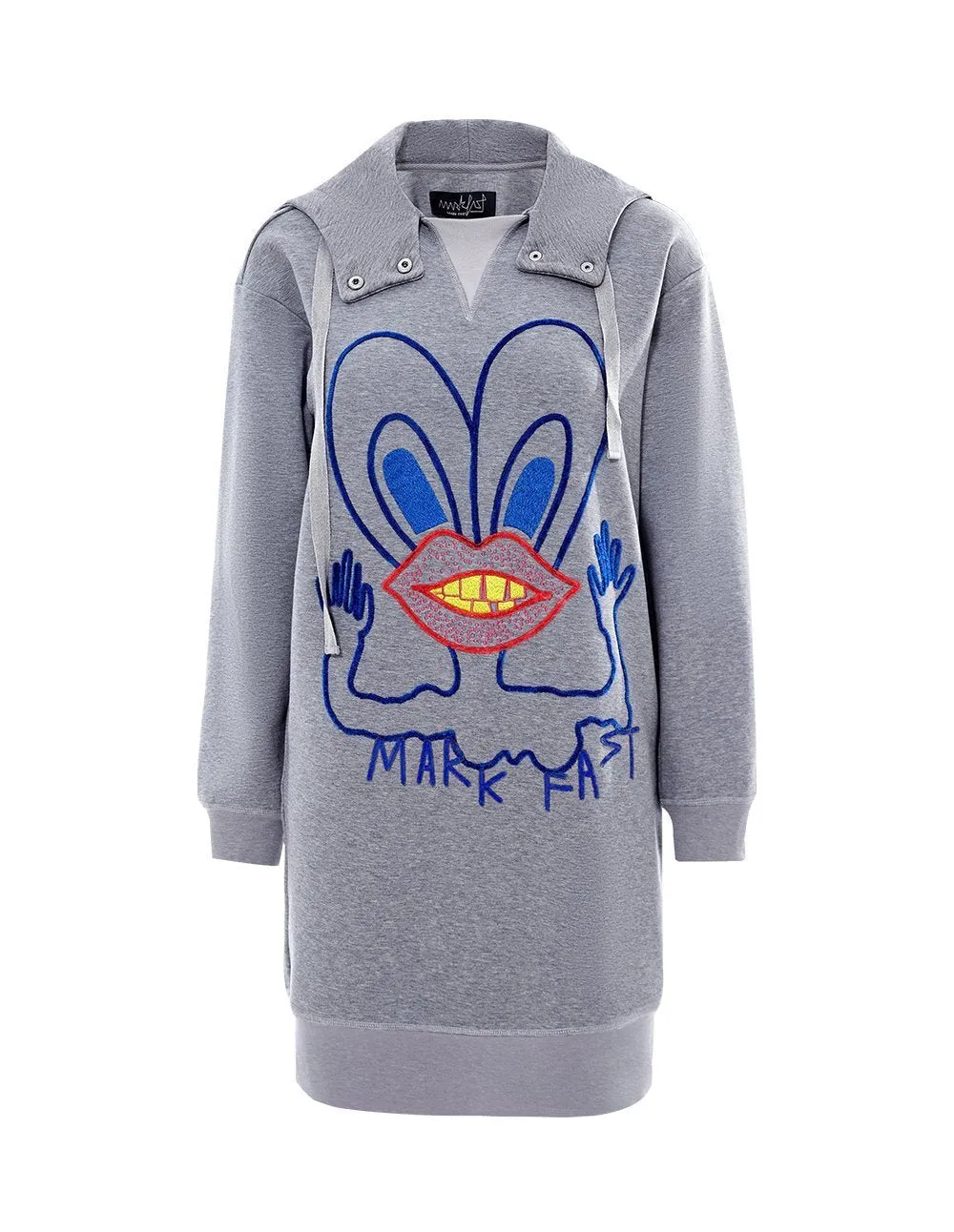 MARK FAST Women MF Blue Little Monster Long Sleeve Sweatshirt Dress