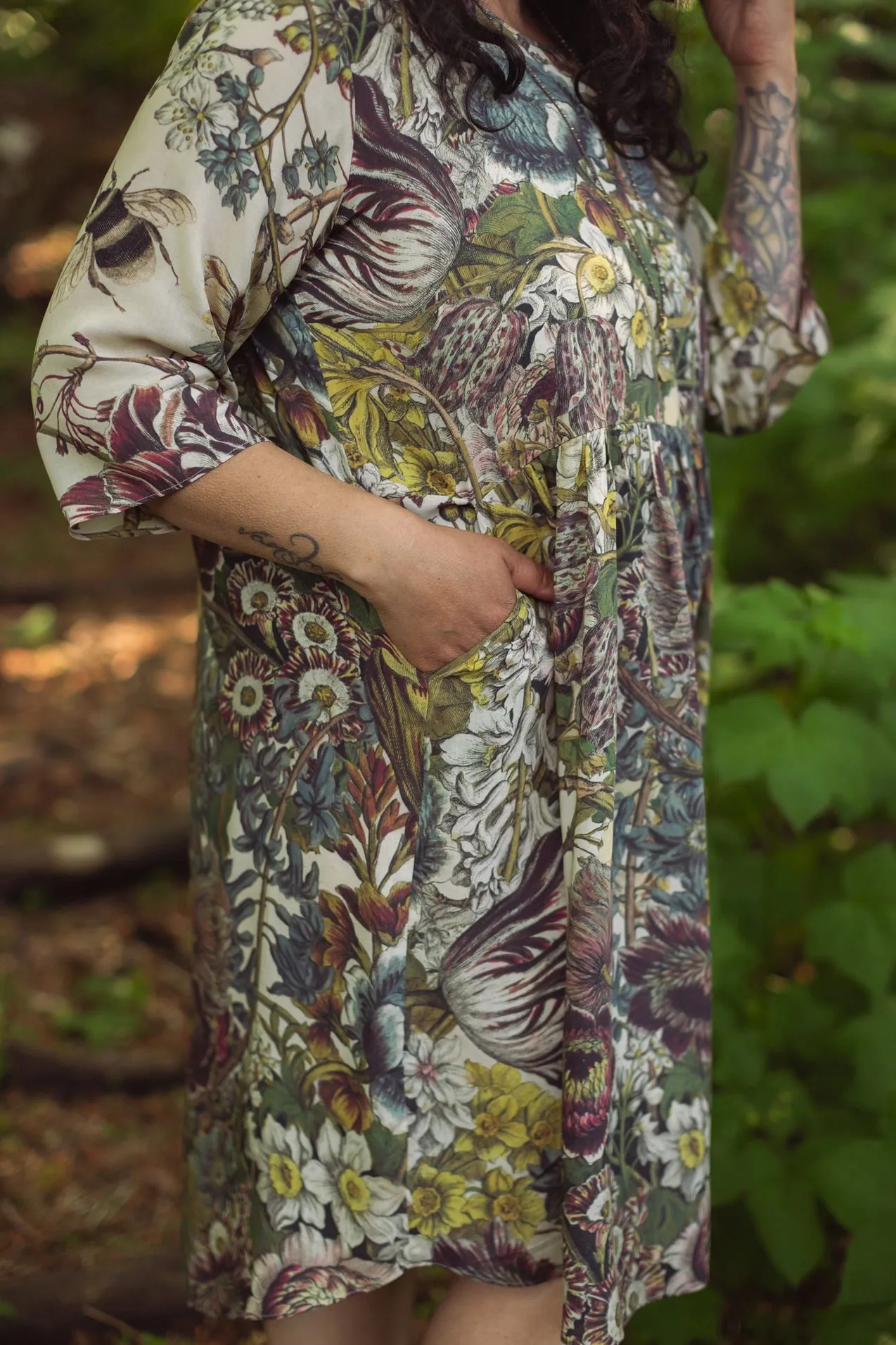 Market Of Stars Love Grows Wild Artist Tunic Dress with Pockets & Bees