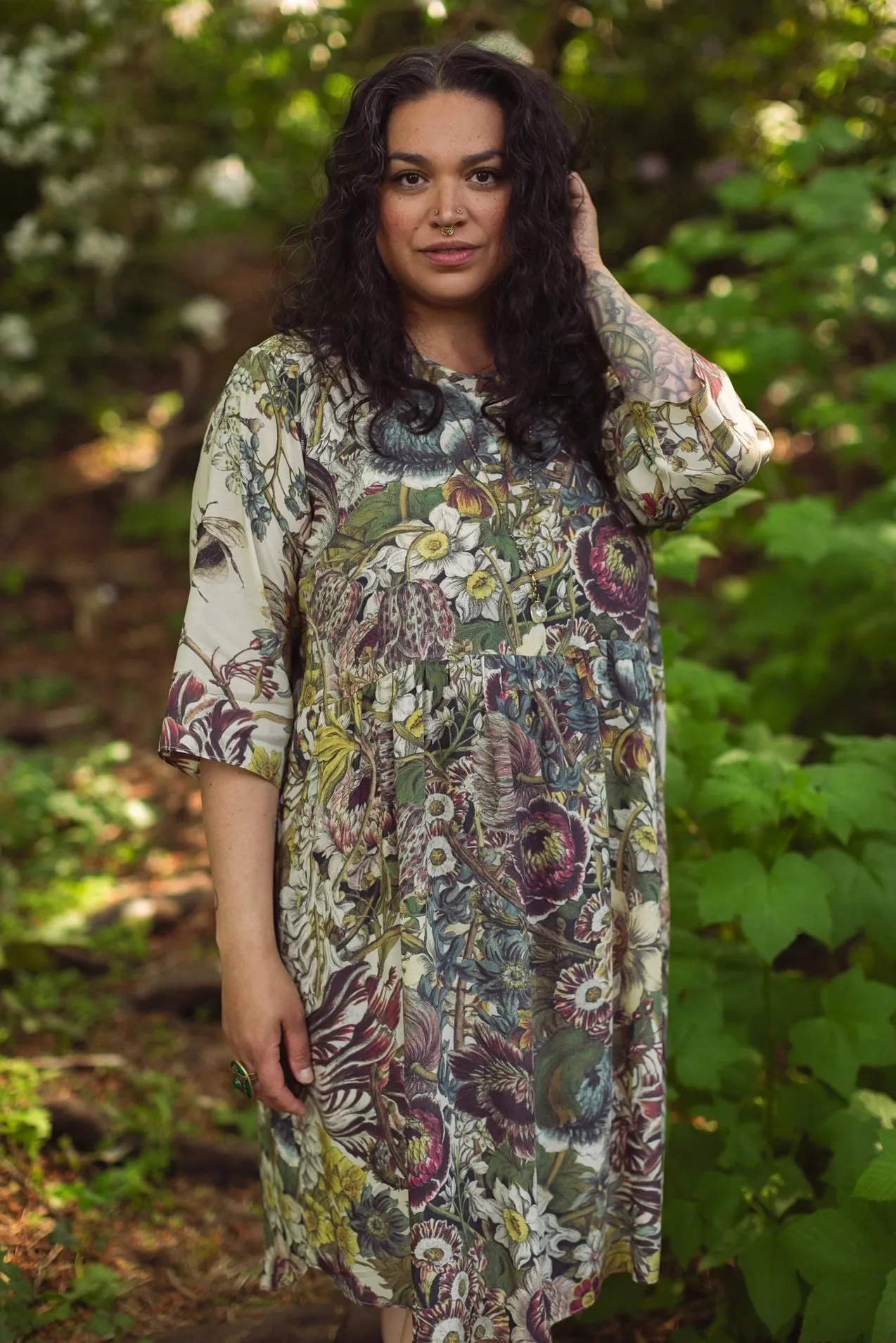 Market Of Stars Love Grows Wild Artist Tunic Dress with Pockets & Bees