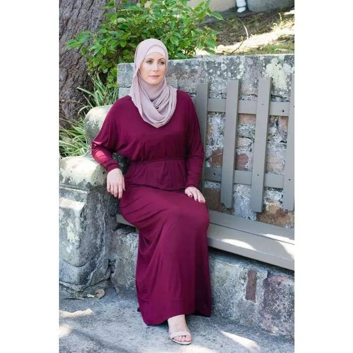 Maroon Batwing with Tie Waist Dress