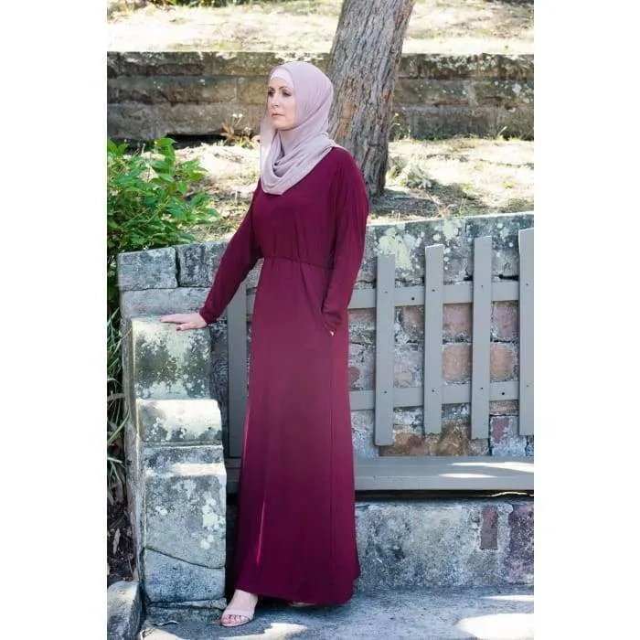 Maroon Batwing with Tie Waist Dress