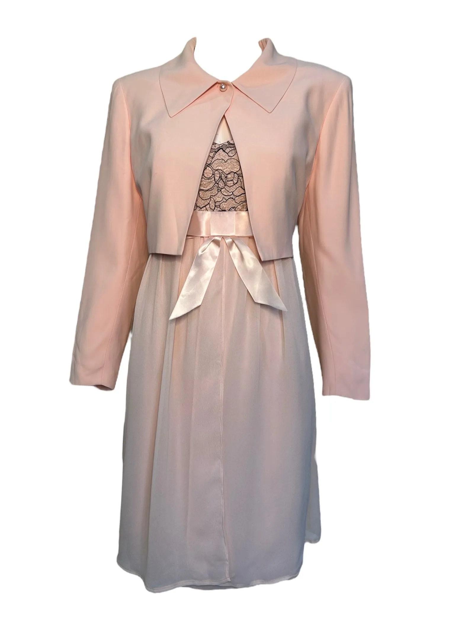 MaxMara Blush Chiffon Babydoll Dress with Matching Jacket